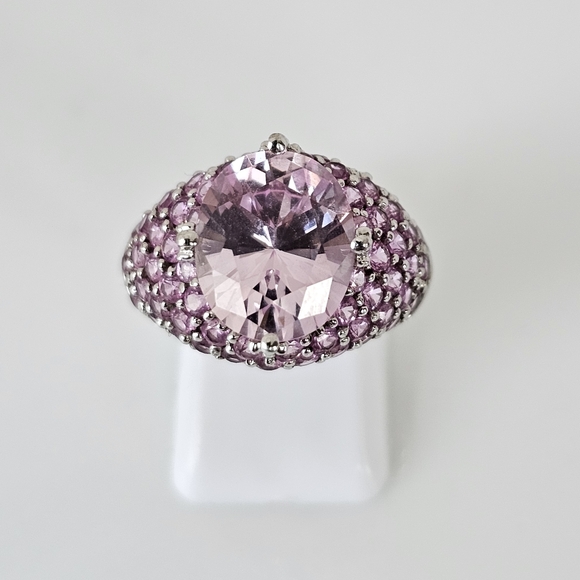 Rare Victoria Wieck Kunzite & Pink Sapphire Ring Sterling Silver Size 7. - Picture 2 of 16